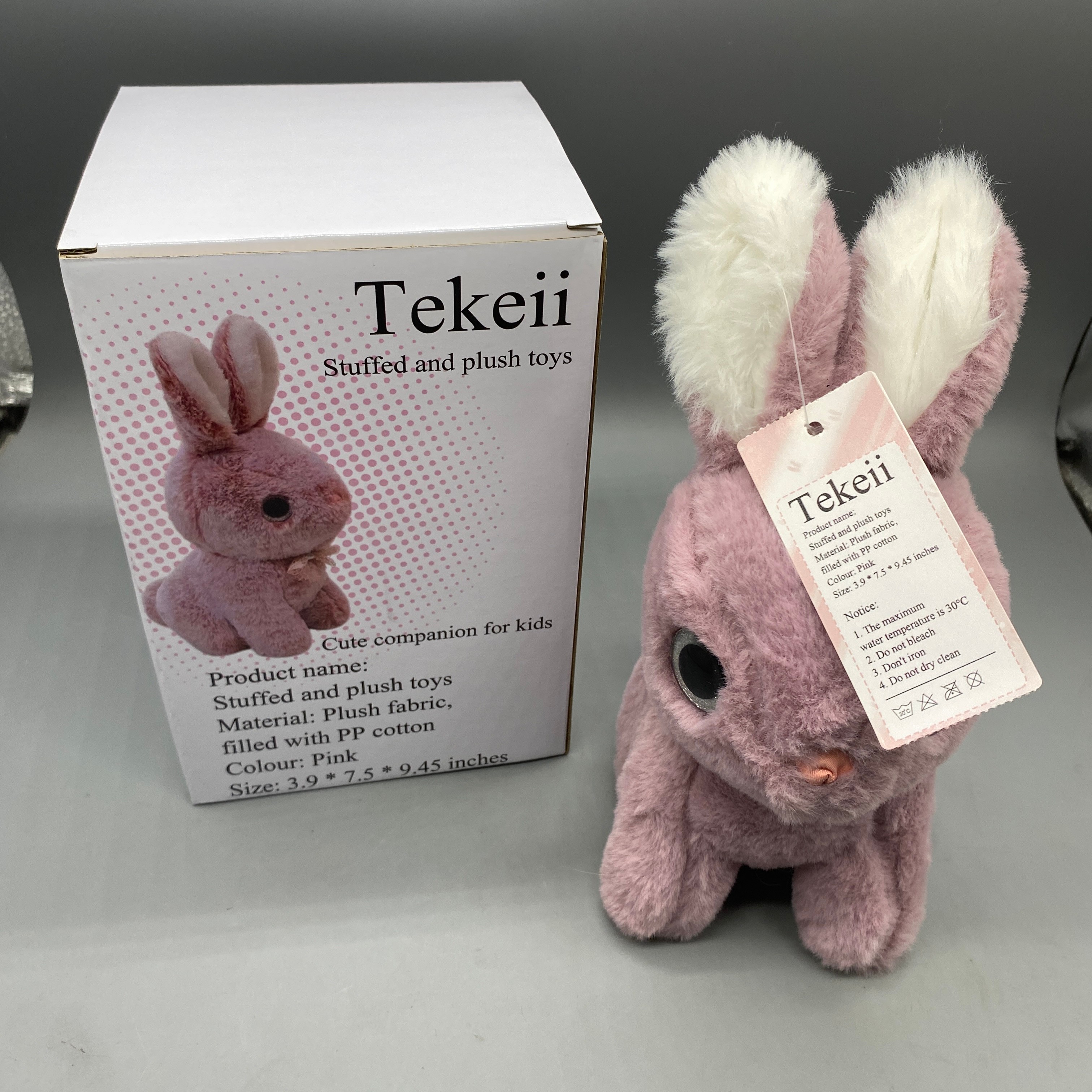 Tekeii Stuffed and Plush Toys, Pink 3.9×7.5×9.45 Inch, Soft Plush Fabric with PP Cotton Filling