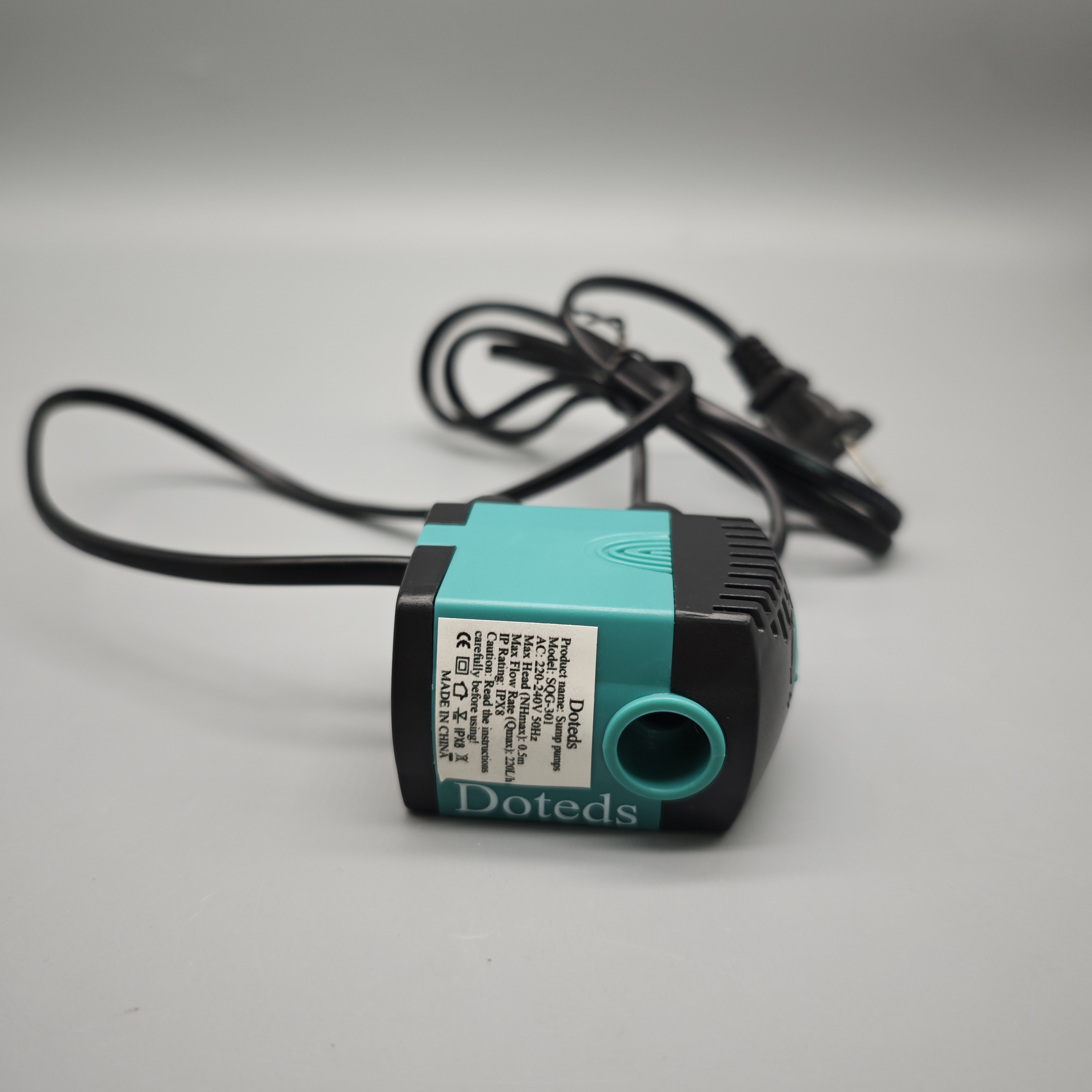 Doteds Sump Pump – SQG-301, 220-240V AC, 50Hz, Max Head 0.5m, Max Flow 22L/h, IPX8 Waterproof Rating