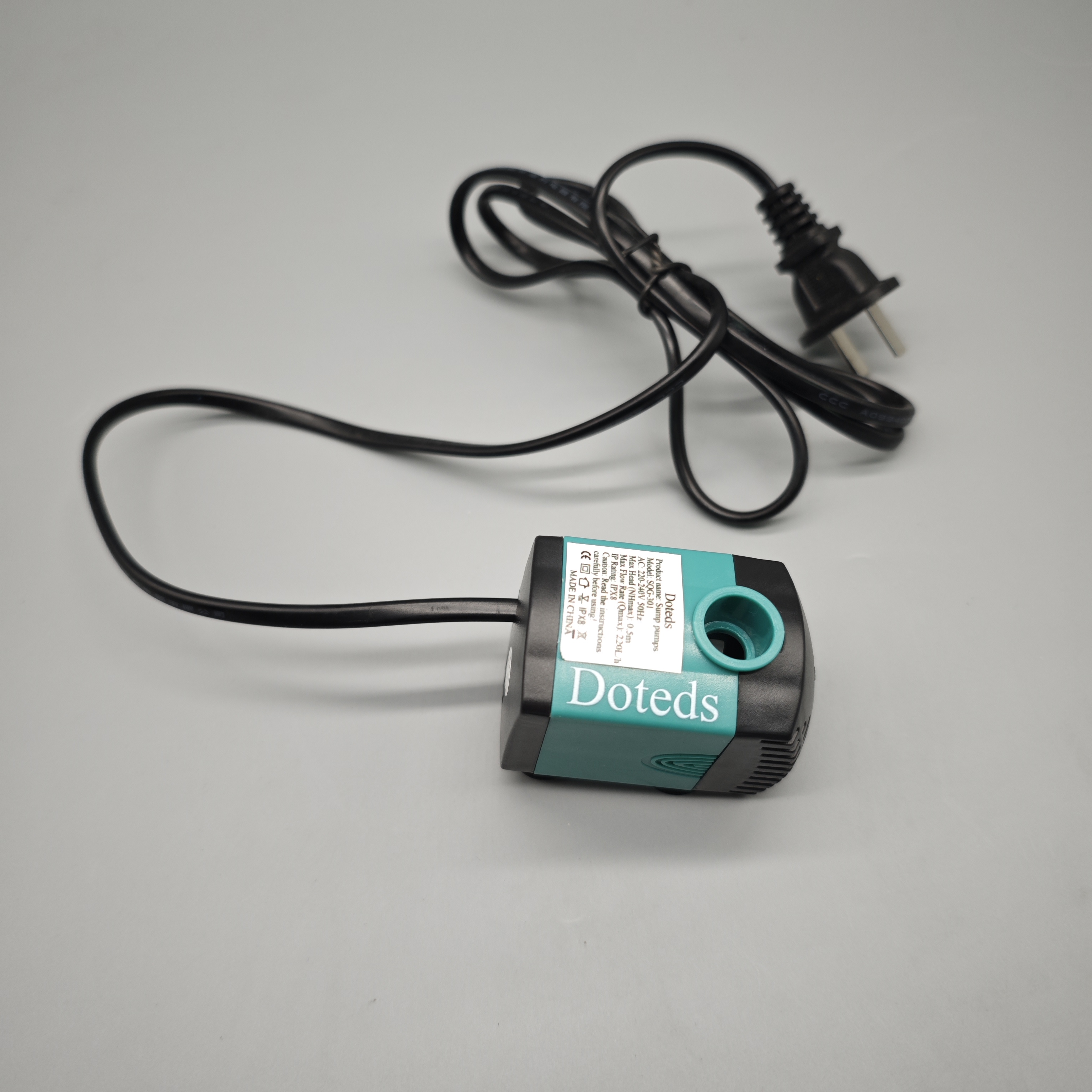 Doteds Sump Pump – SQG-301, 220-240V AC, 50Hz, Max Head 0.5m, Max Flow 22L/h, IPX8 Waterproof Rating