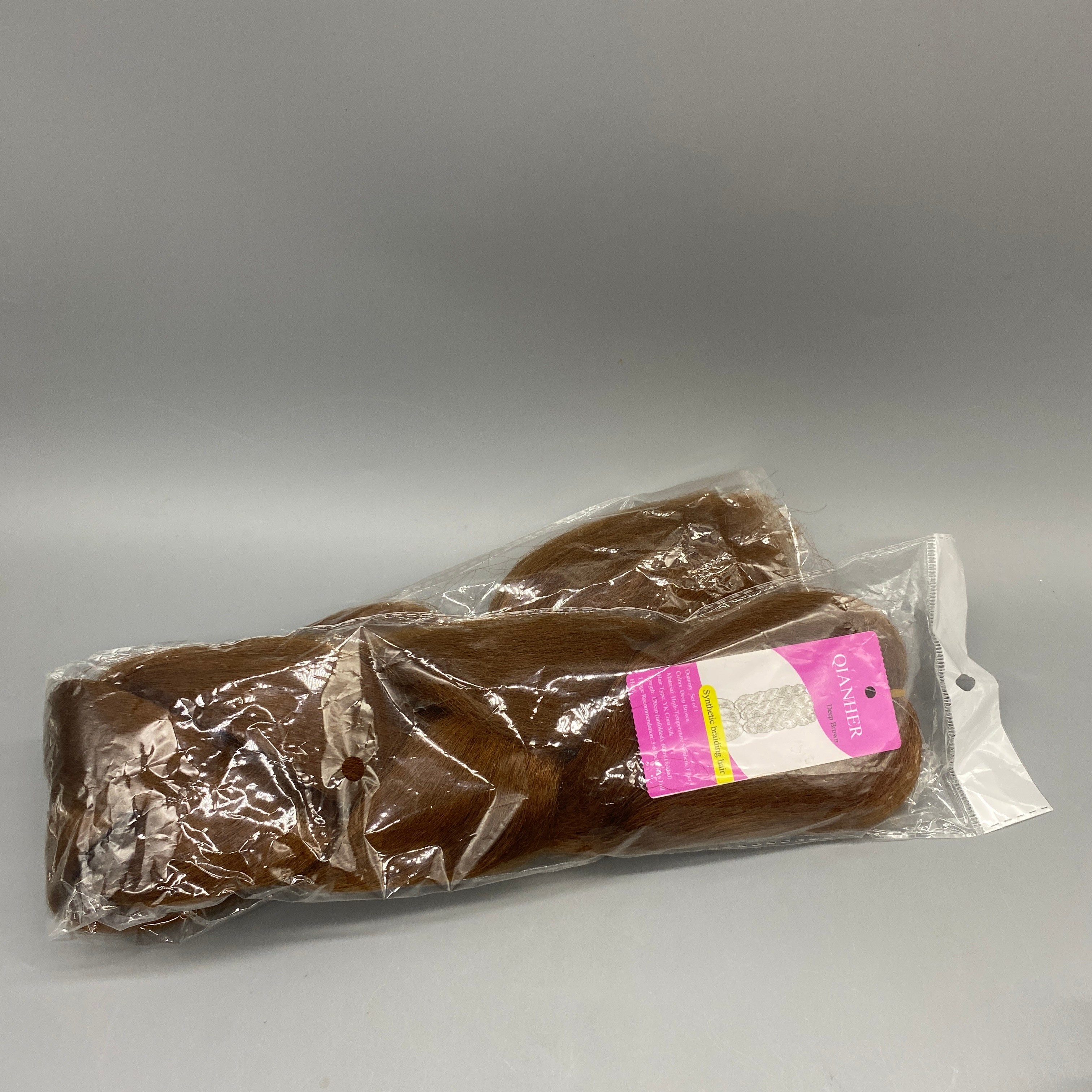 QIANHER Synthetic Braiding Hair, 1 Pack, Deep Brown Color, High-Temperature Fiber, YK Cornrow Style, 120cm (Unfolded), 60cm (Folded)