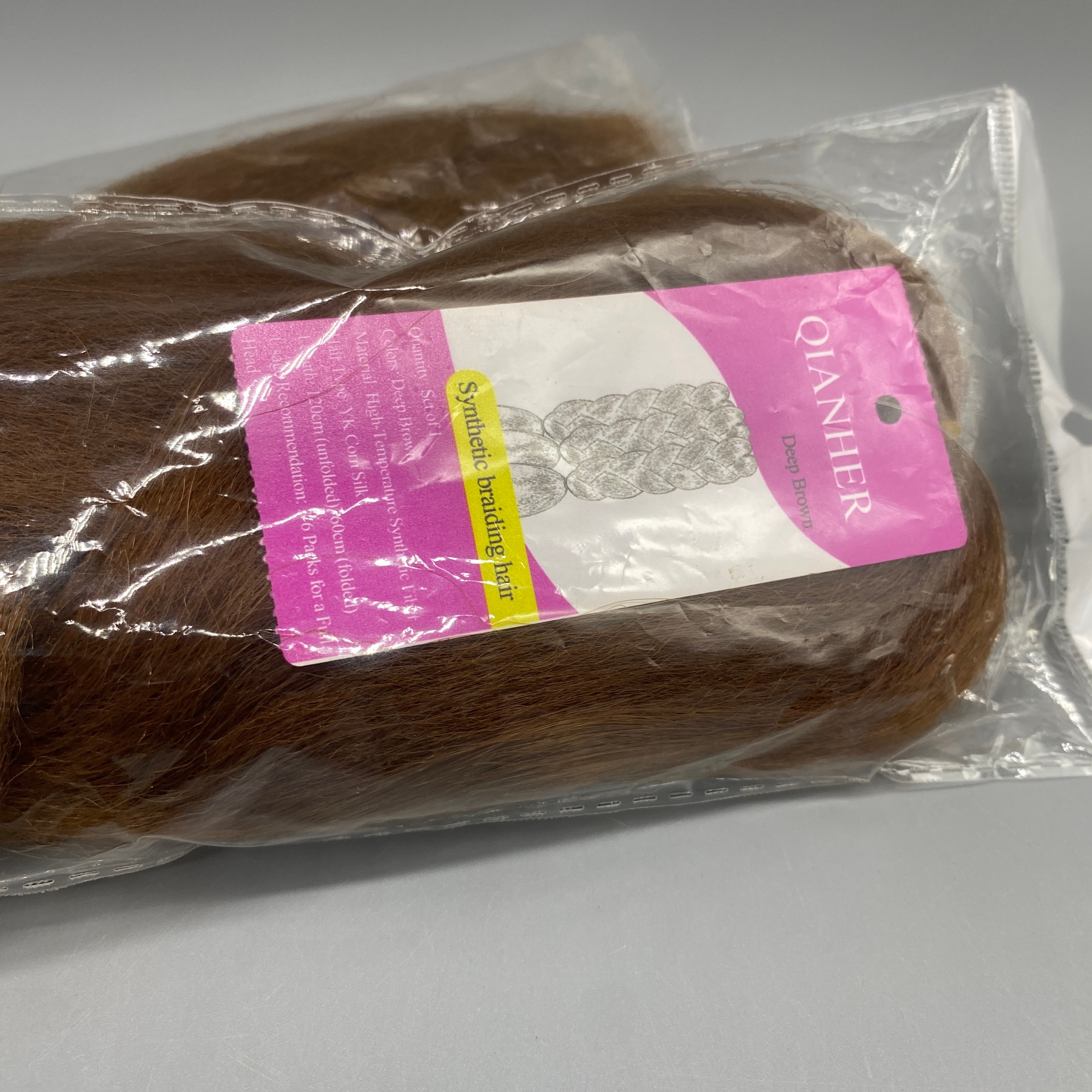 QIANHER Synthetic Braiding Hair, 1 Pack, Deep Brown Color, High-Temperature Fiber, YK Cornrow Style, 120cm (Unfolded), 60cm (Folded)