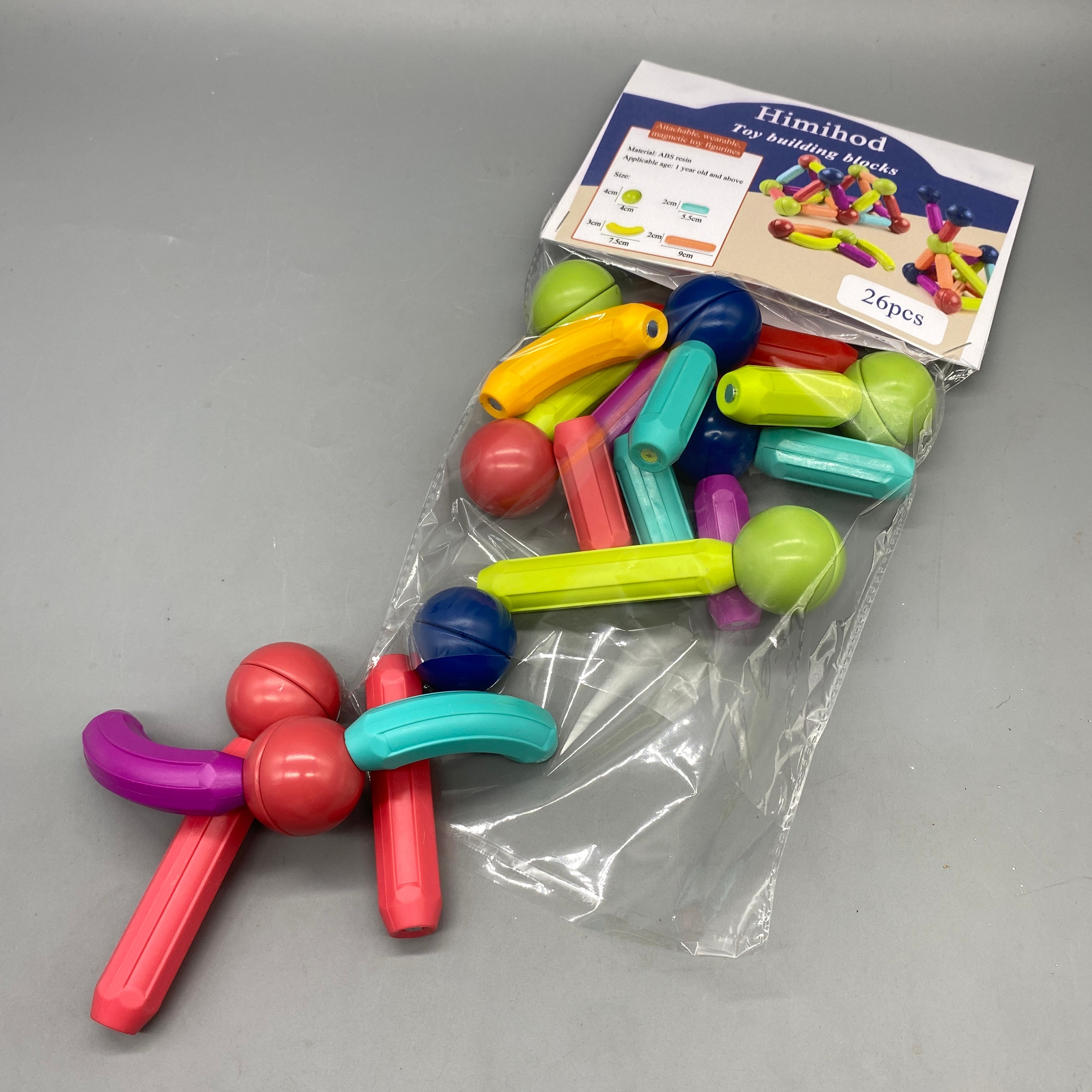 Himihod Toy Building Blocks, ABS Resin, Multicolored Set with Balls & Strips, Safe & Educational, Encourages Creativity and Motor Skills