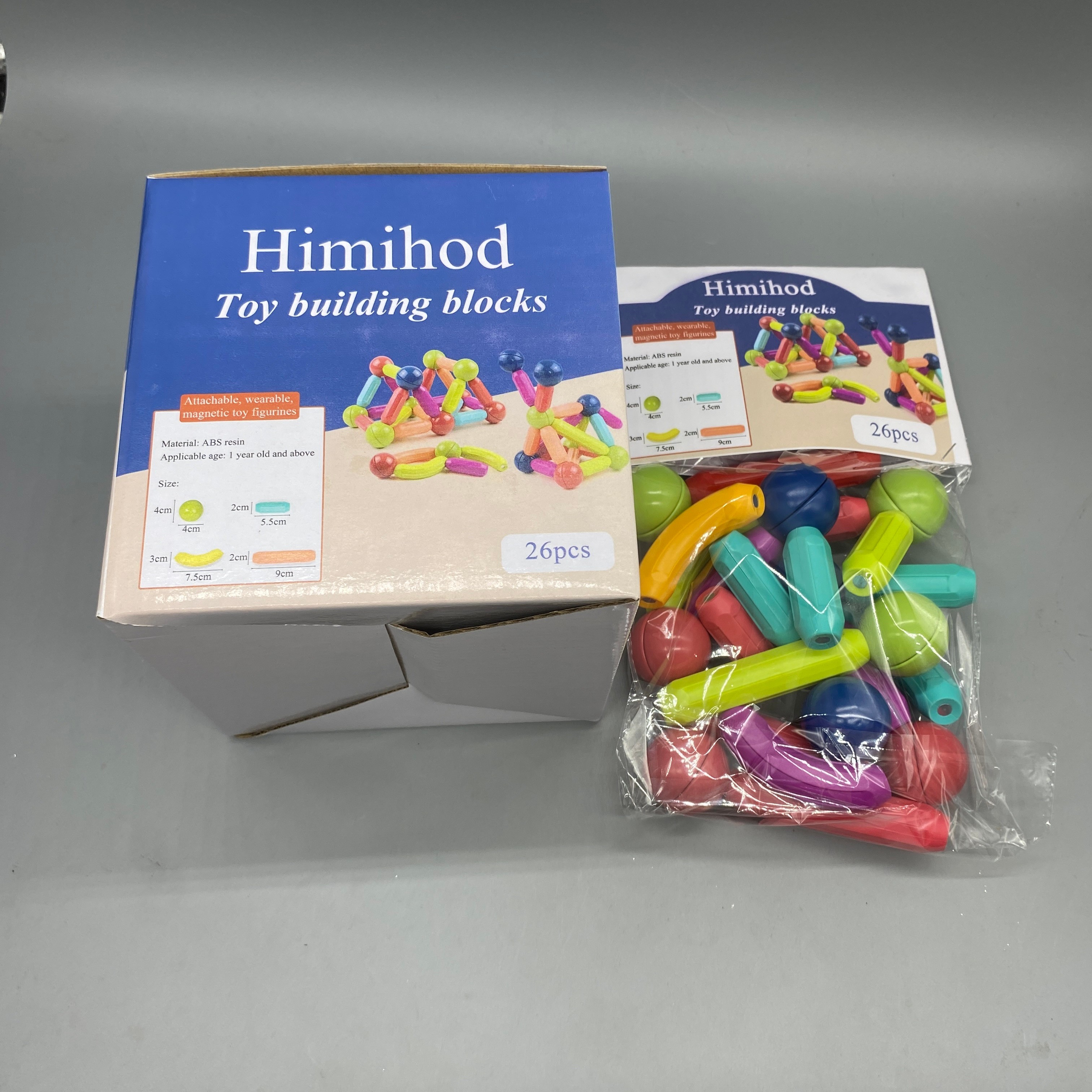 Himihod Toy Building Blocks, ABS Resin, Multicolored Set with Balls & Strips, Safe & Educational, Encourages Creativity and Motor Skills
