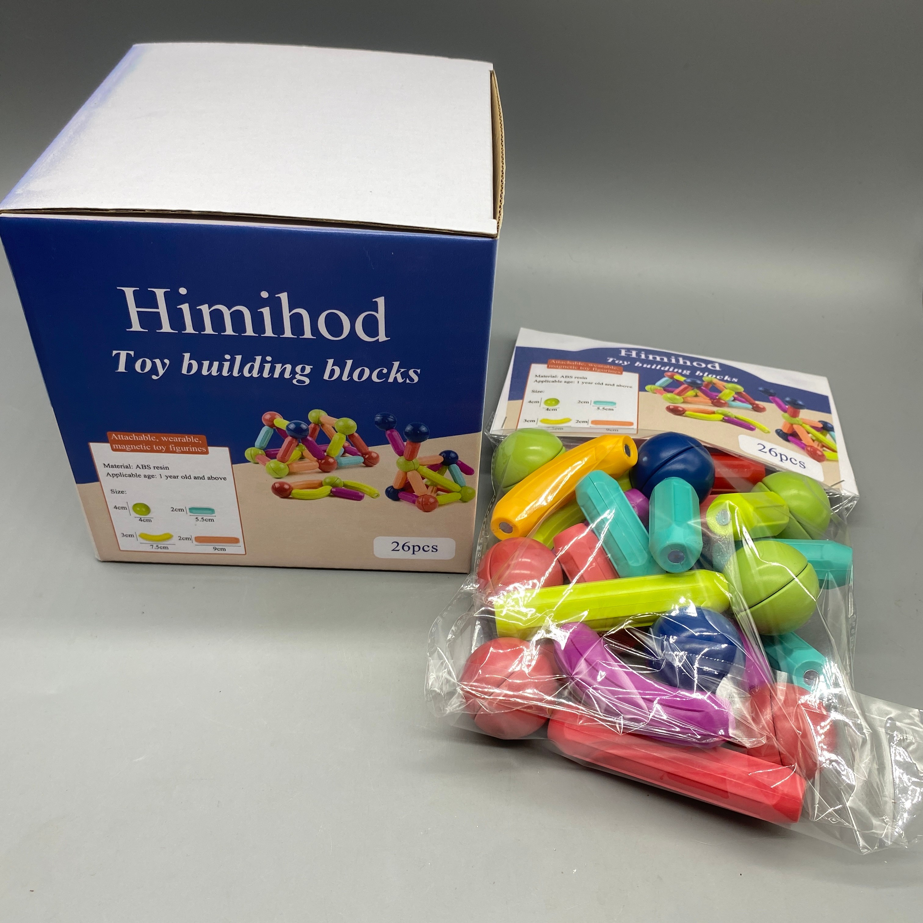 Himihod Toy Building Blocks, ABS Resin, Multicolored Set with Balls & Strips, Safe & Educational, Encourages Creativity and Motor Skills