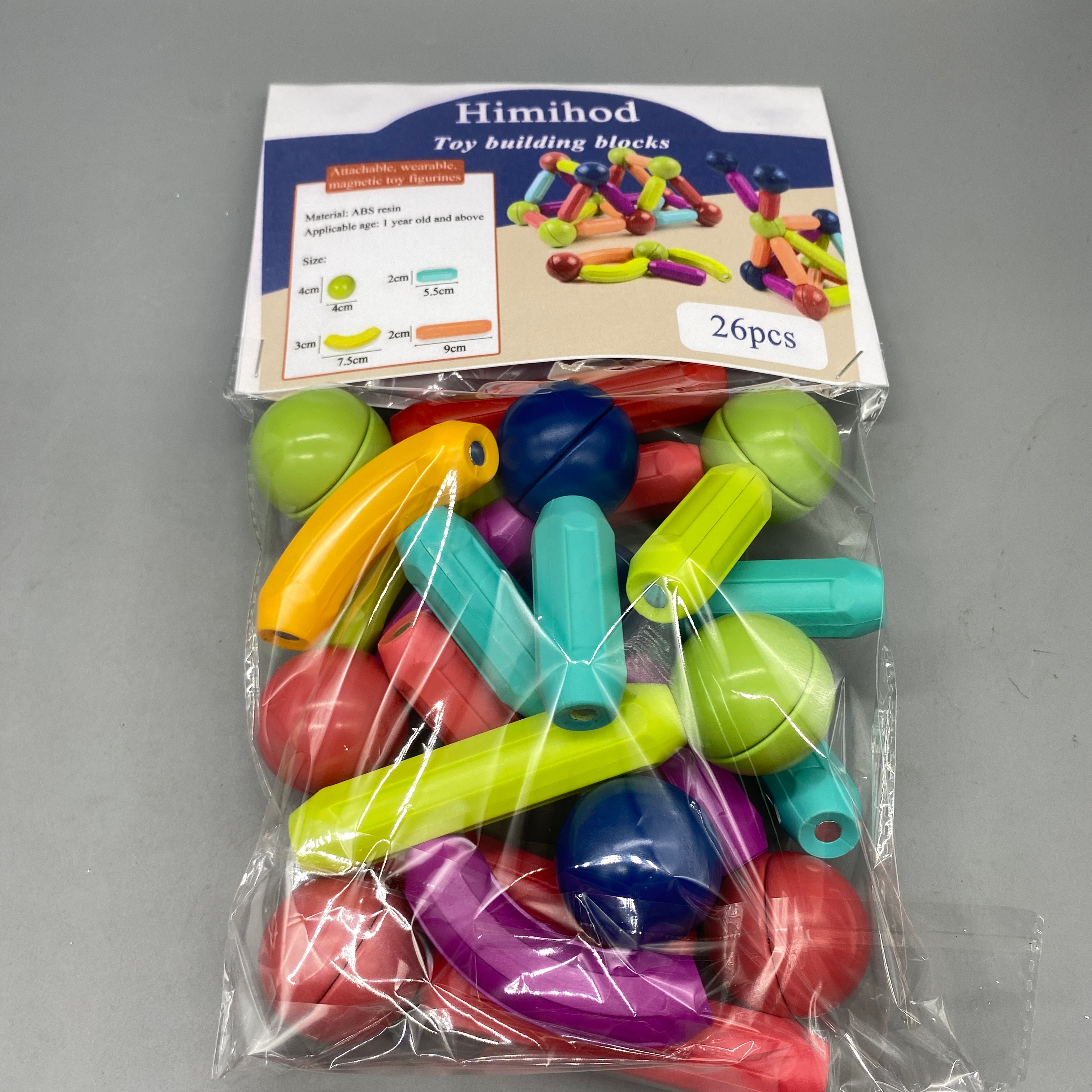 Himihod Toy Building Blocks, ABS Resin, Multicolored Set with Balls & Strips, Safe & Educational, Encourages Creativity and Motor Skills