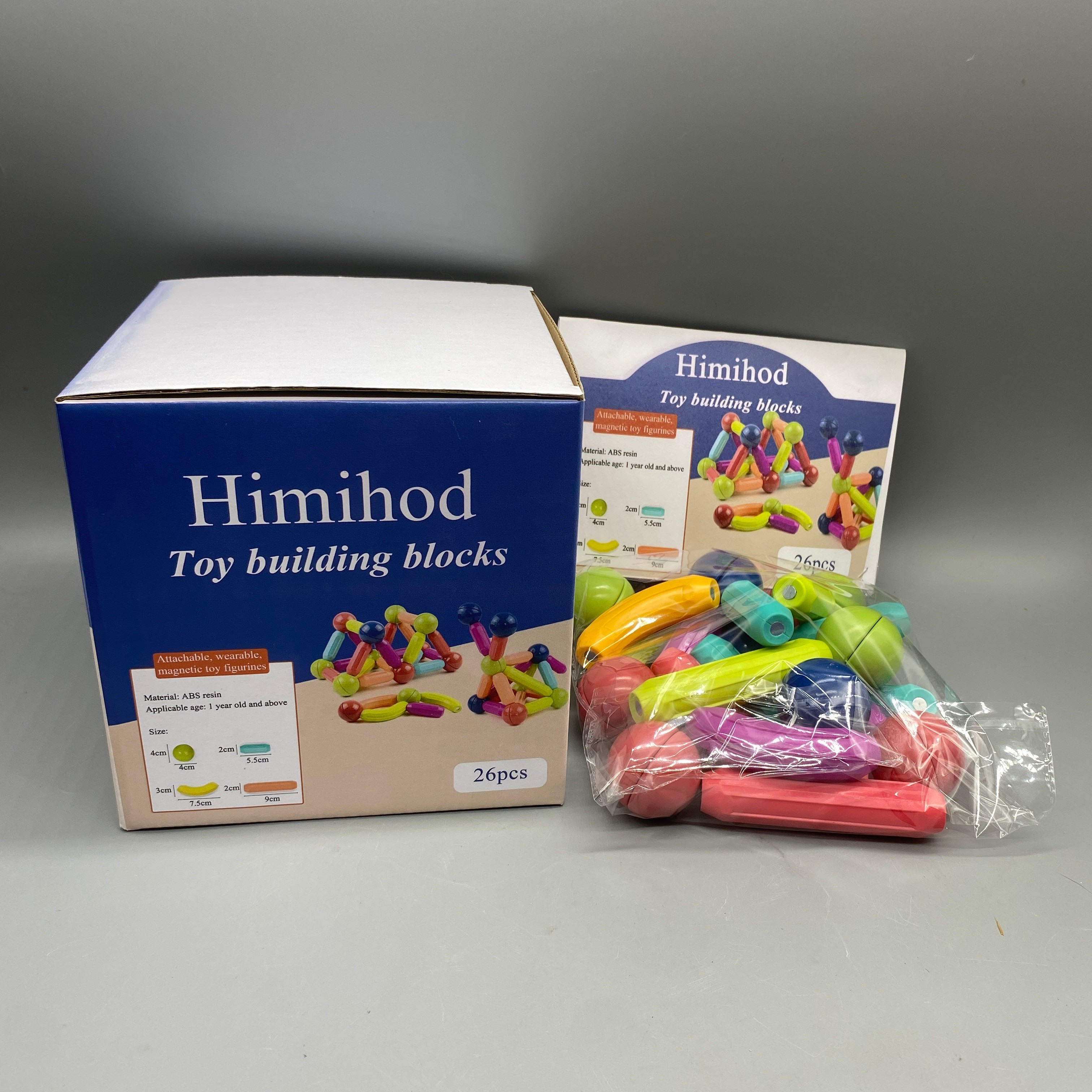 Himihod Toy Building Blocks, ABS Resin, Multicolored Set with Balls & Strips, Safe & Educational, Encourages Creativity and Motor Skills