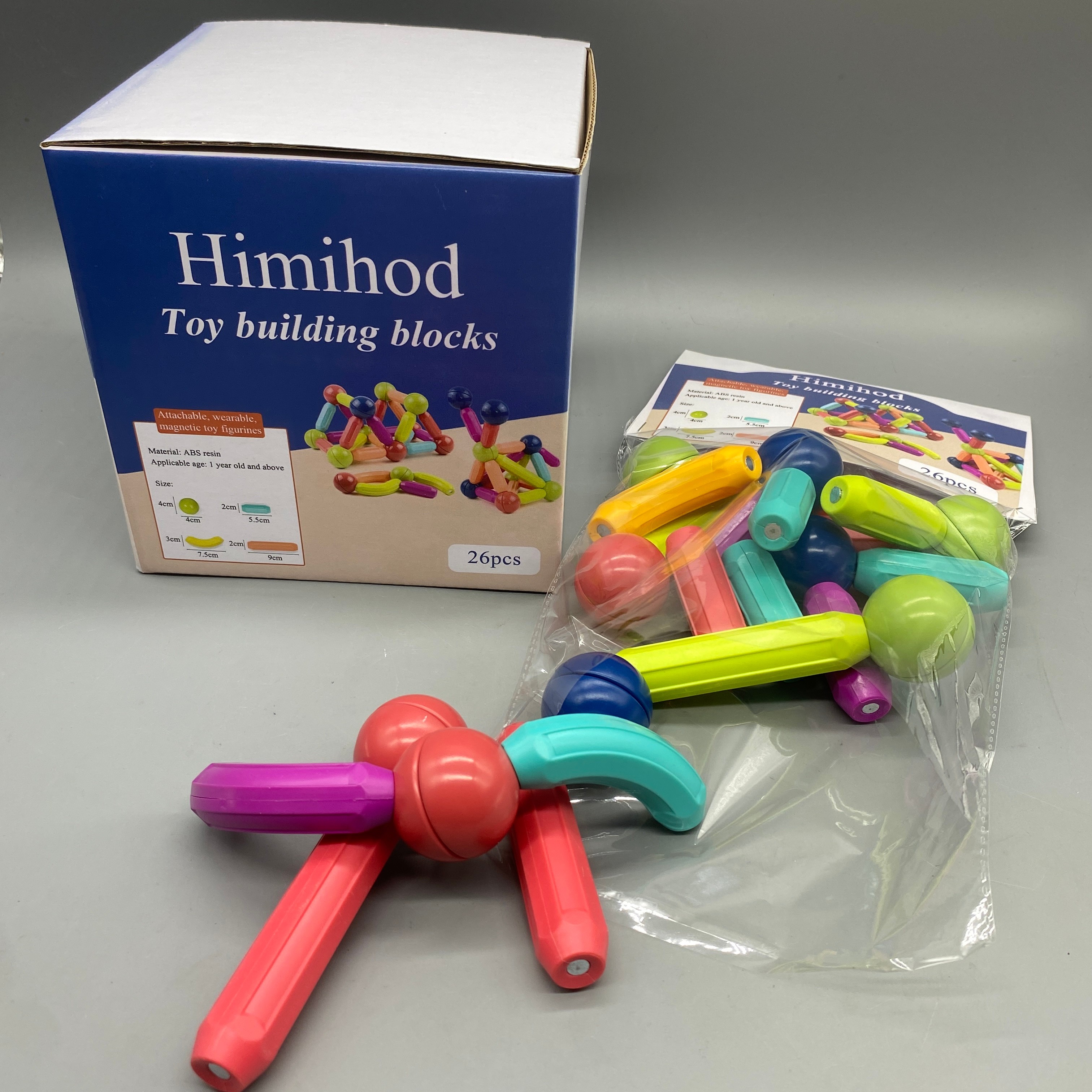 Himihod Toy Building Blocks, ABS Resin, Multicolored Set with Balls & Strips, Safe & Educational, Encourages Creativity and Motor Skills