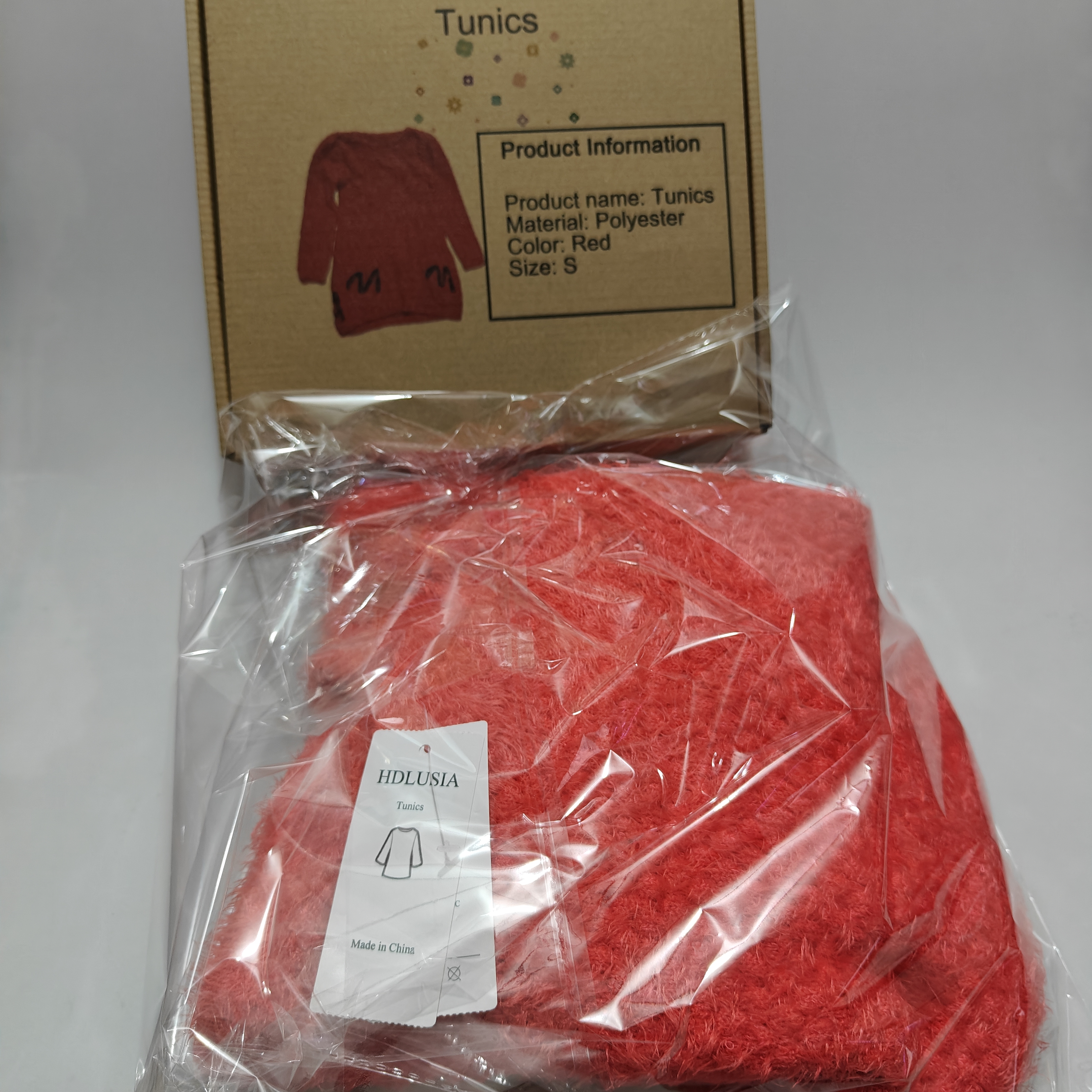 HDLUSIA Tunics - Stylish Polyester Tunic in Red, Size S for Effortless Elegance
