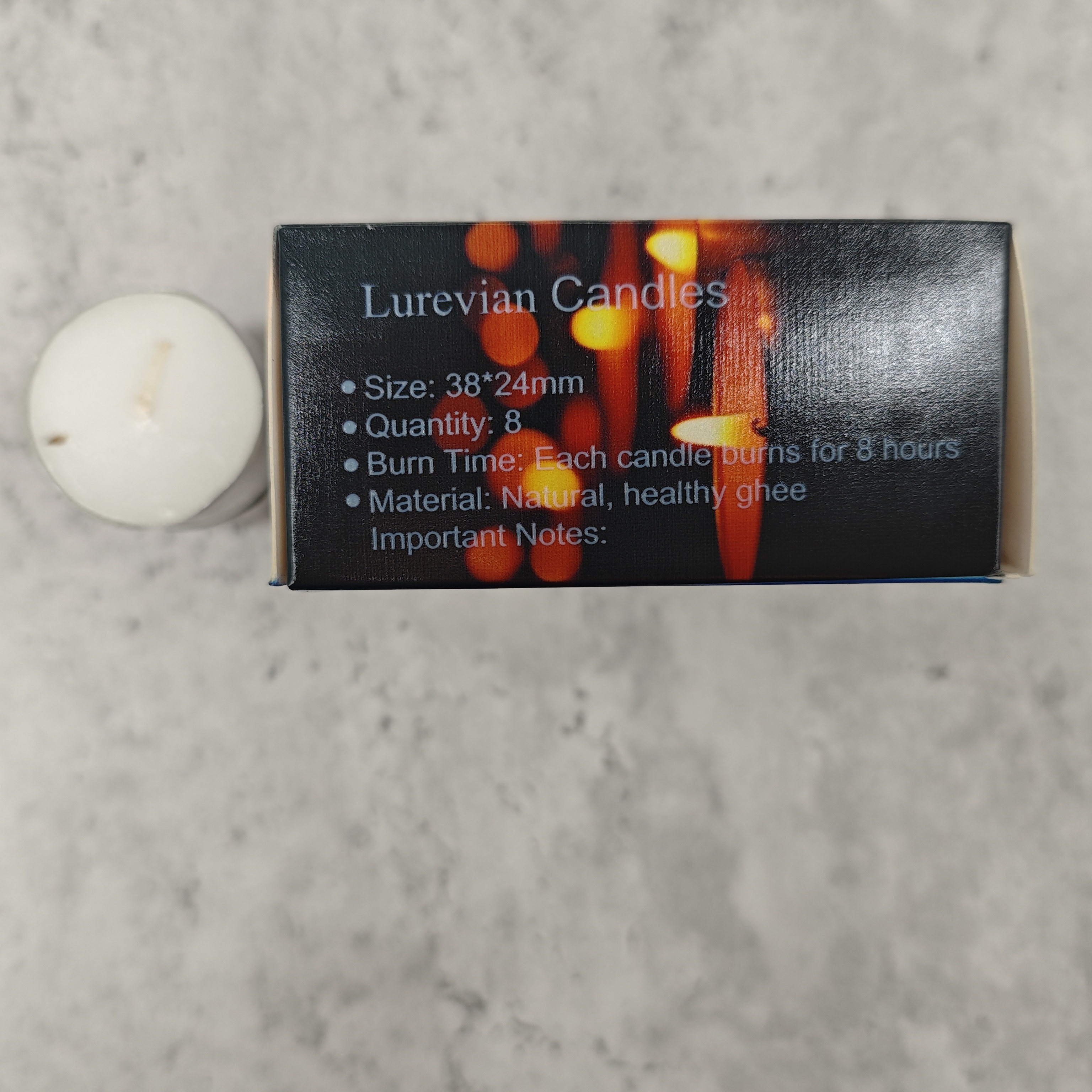 Lurevian Candles – 8 Pack Natural Ghee Tealights, 38×24mm, Long-Lasting 8 Hour Burn, Clean & Eco-Friendly, Perfect for Meditation, Yoga, and Home Décor