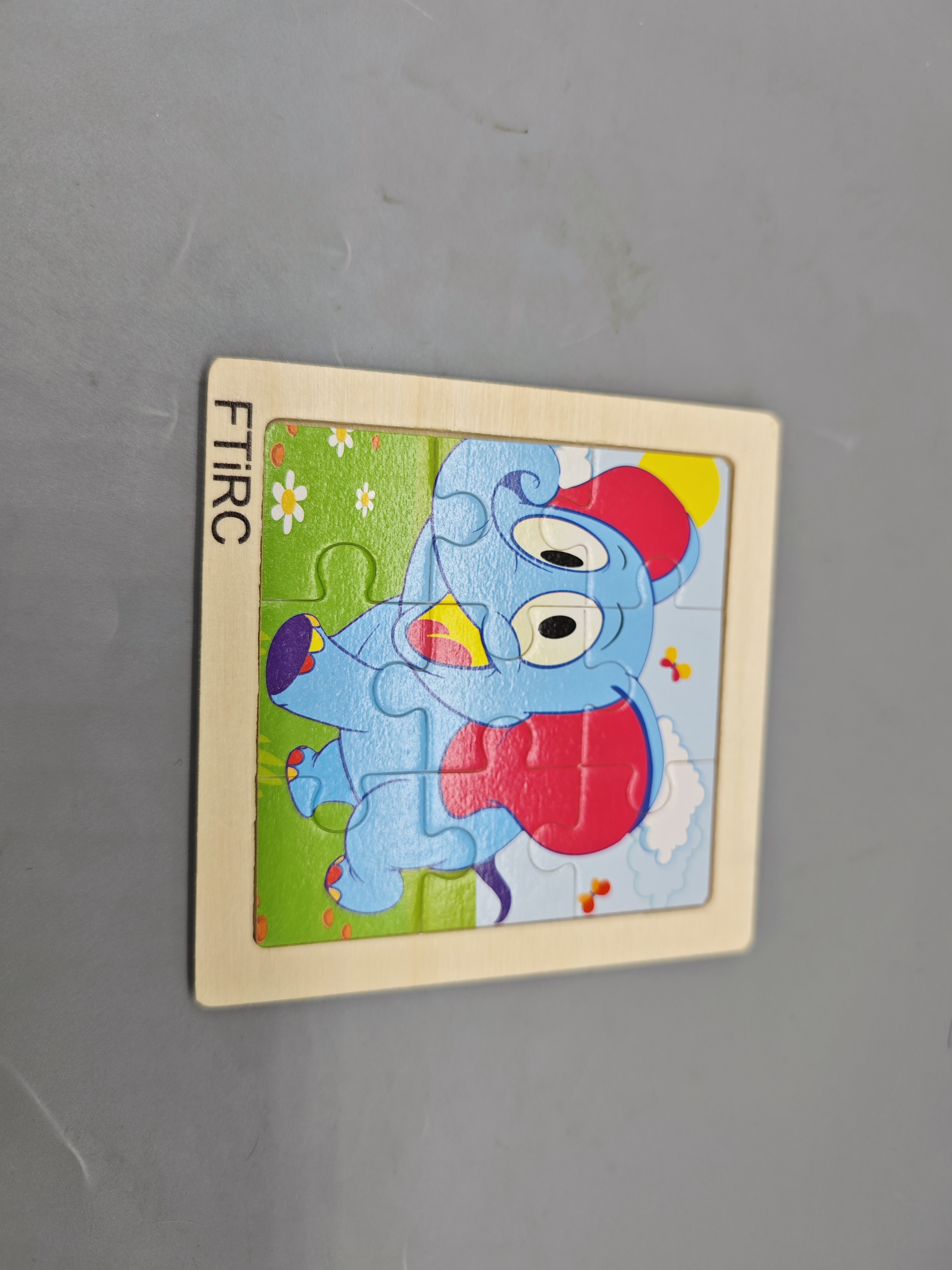 FTiRC Jigsaw puzzles, Wooden Jigsaw Puzzle for Kids, Educational Toy to Develop Fine Motor Skills, Suitable for Ages 3-6, Single Piece, Compact 10×10×0.6cm