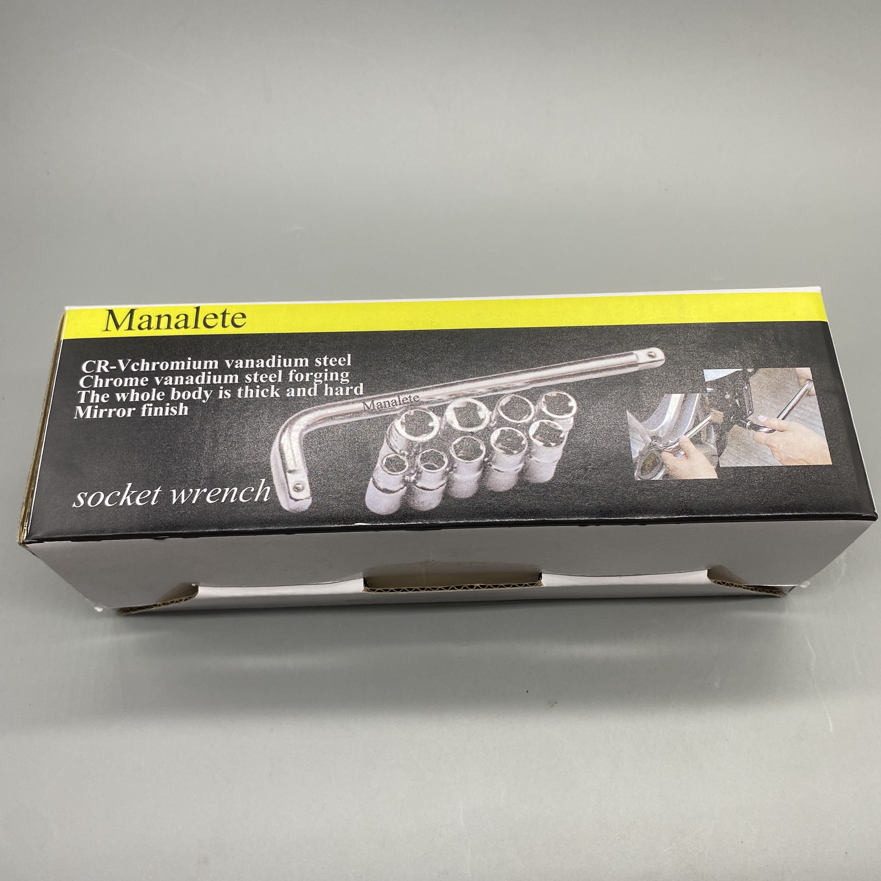 Manalete Socket Wrench - CR-V Chrome Vanadium Steel, Heavy Duty, Mirror Finish, 1.5kg, 28.5x8.5x4cm, Ideal for Car and Home Repairs