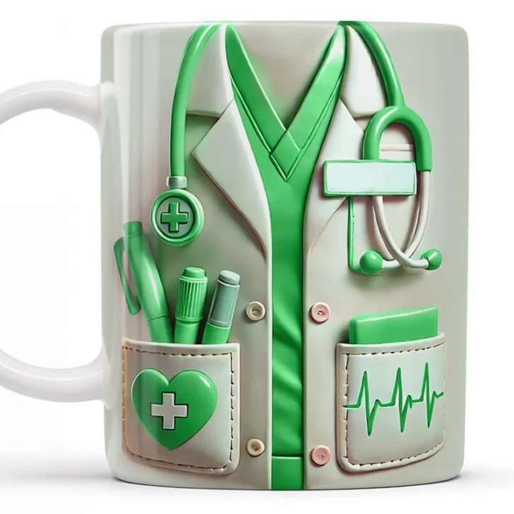 Medical Appreciation Design With Stethoscope and Pocket Details - Personalized Custom Coffee Mug 