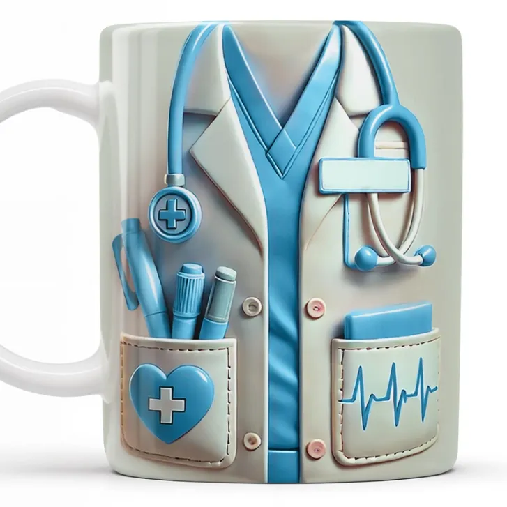 Medical Appreciation Design With Stethoscope and Pocket Details - Personalized Custom Coffee Mug 