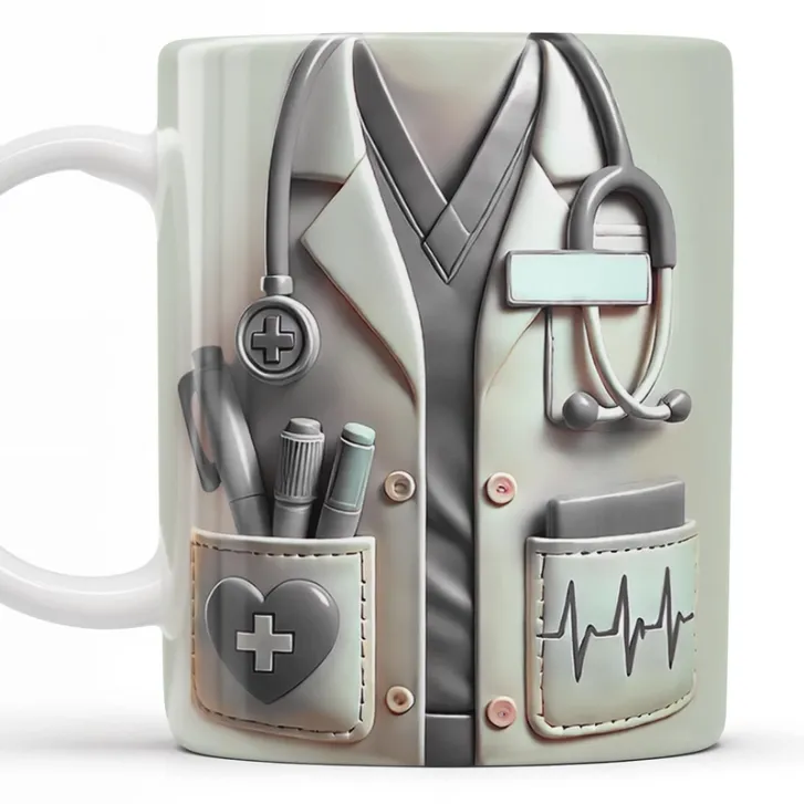 Medical Appreciation Design With Stethoscope and Pocket Details - Personalized Custom Coffee Mug 