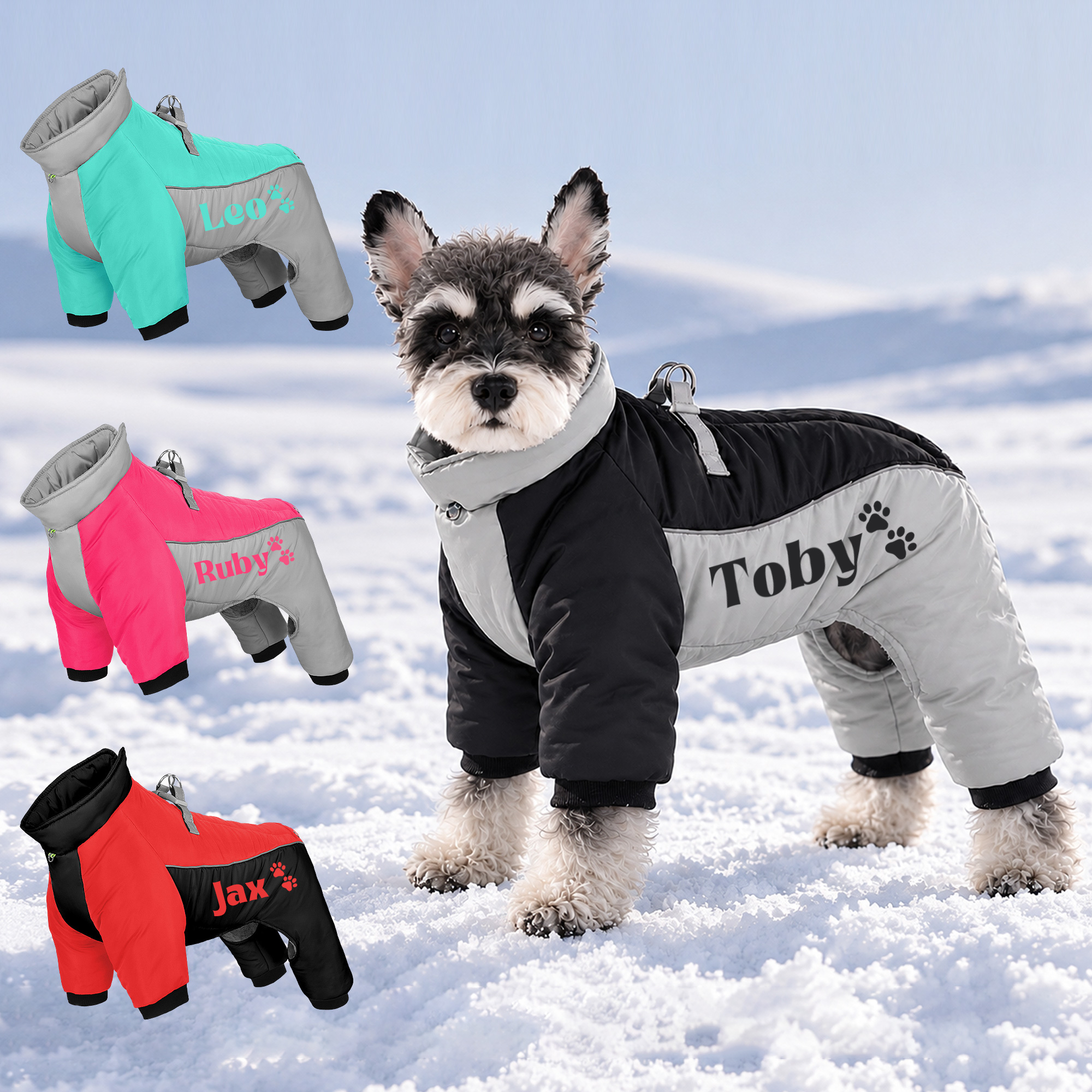 Personalized Winter Warm Windproof Pet Name Puffer Jacket