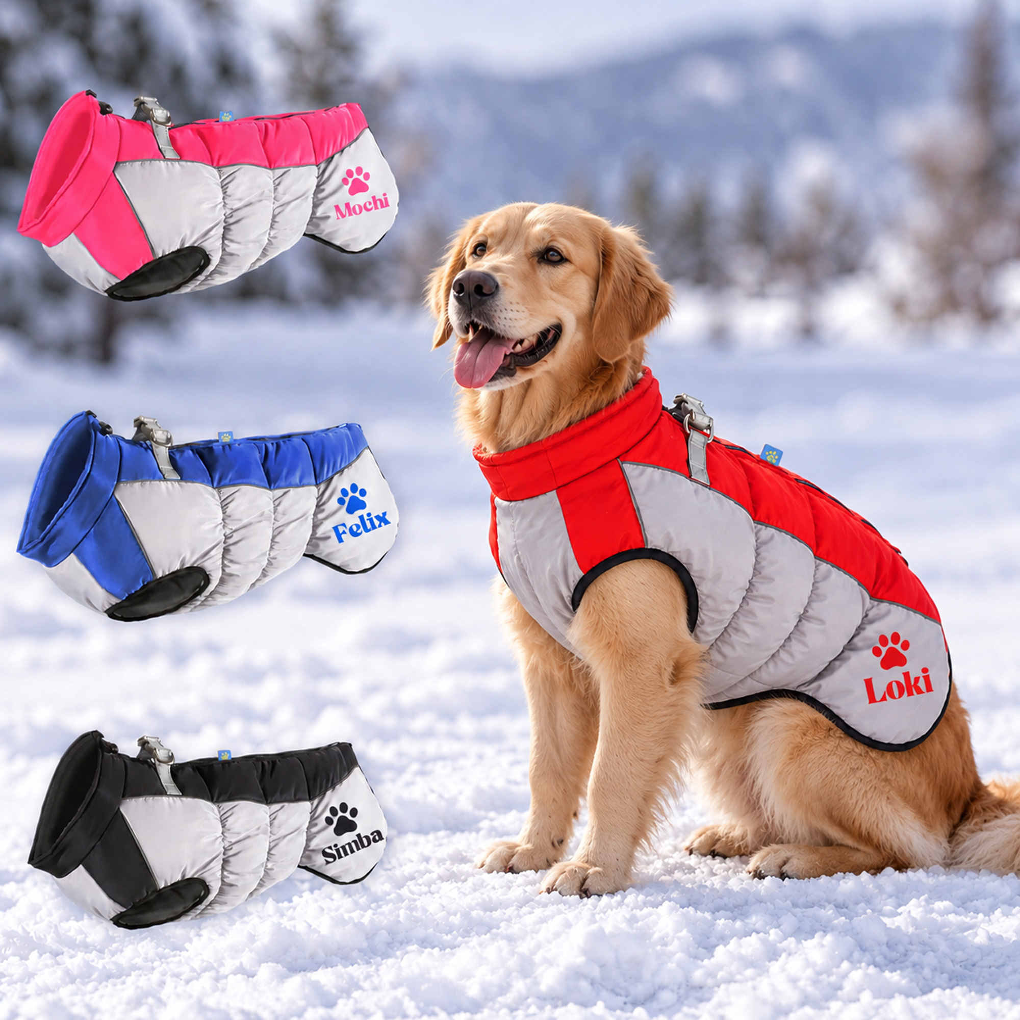 Personalized Custom Pet Name Large Size Winter Warm Puffer Vest 