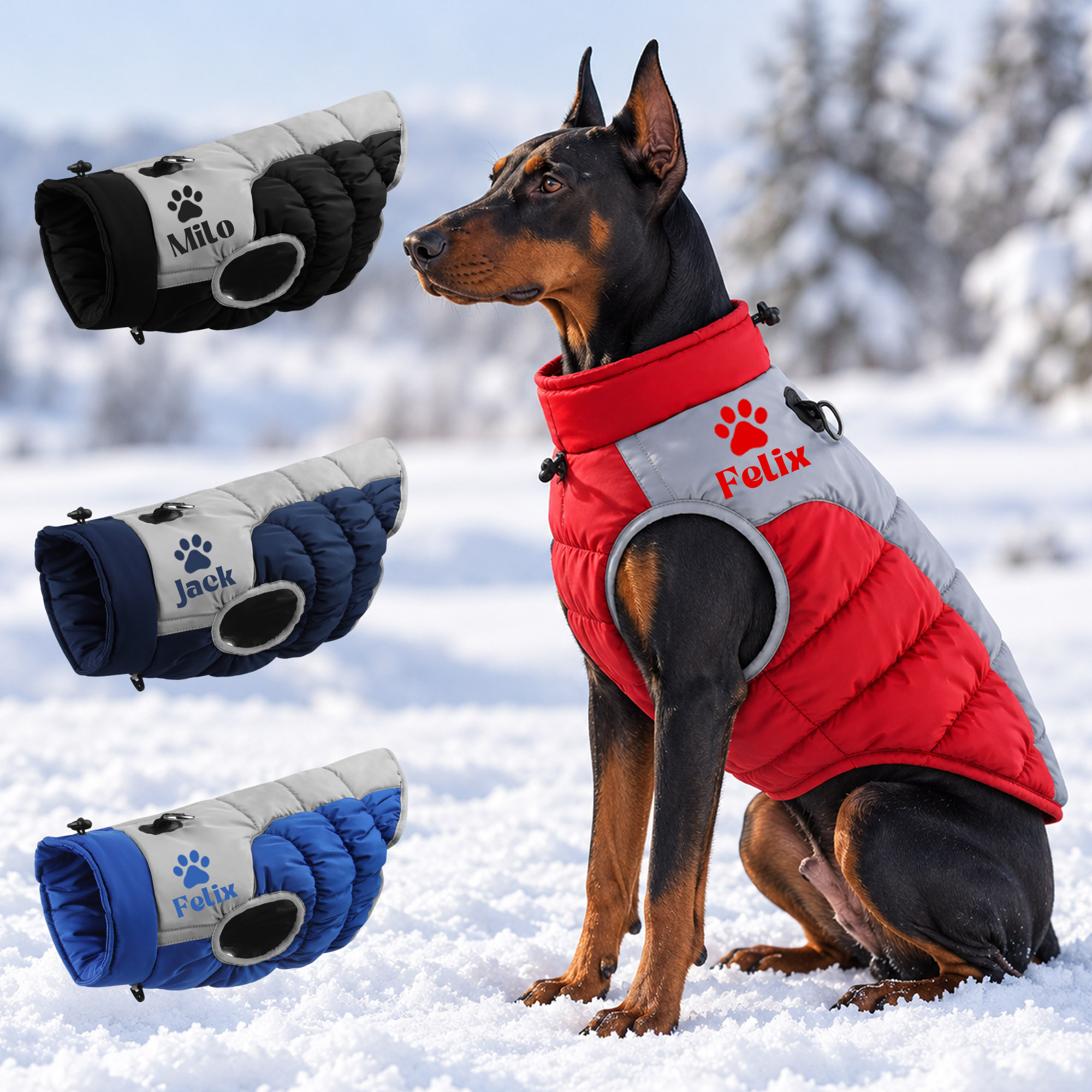 Personalized Custom Pet Name Large Size Winter Warm Puffer Vest 