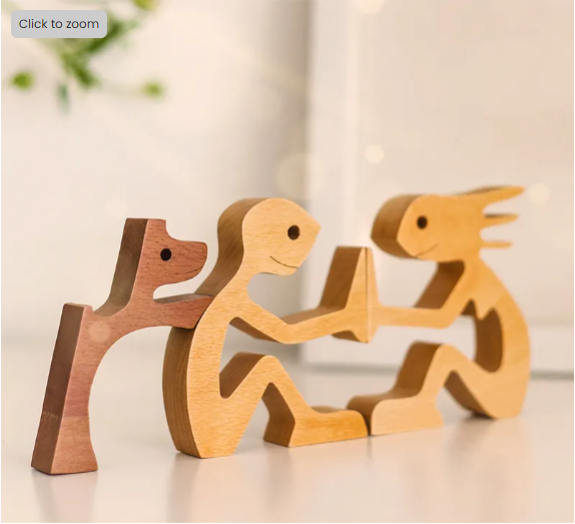 Personalized Custom Wooden Pet Carvings - The Love Between You And Your Fur-Friend - Gift For Pet Lovers - Wood Sculpture Table Ornaments, Carved Wood Decor