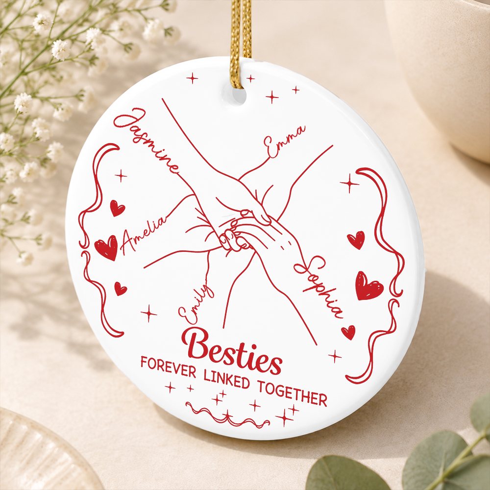 Personalized Forever Linked Together Best Friends Ornament-– Custom Friendship Keepsake Gift for Besties