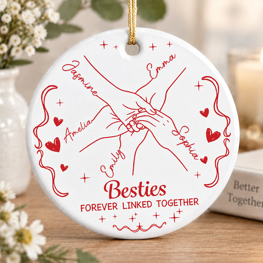 Personalized Forever Linked Together Best Friends Ornament-– Custom Friendship Keepsake Gift for Besties