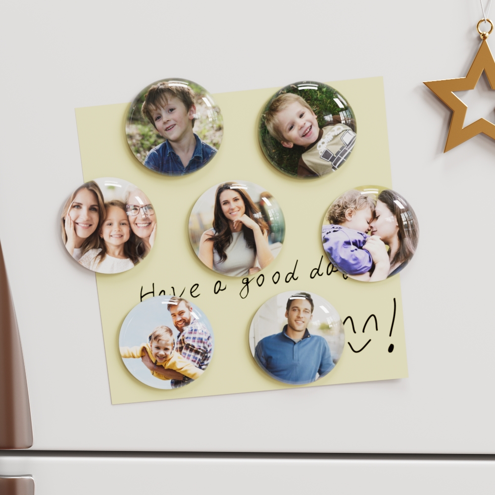 Personalized photo glass refrigerator magnet