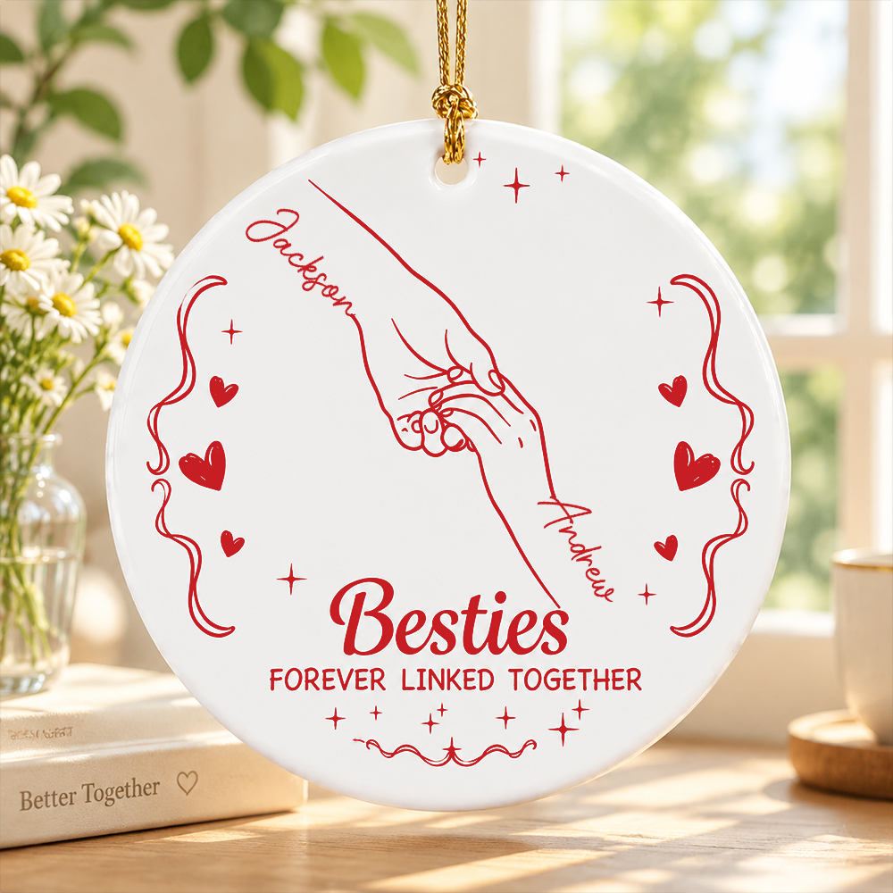 Personalized Forever Linked Together Best Friends Ornament-– Custom Friendship Keepsake Gift for Besties