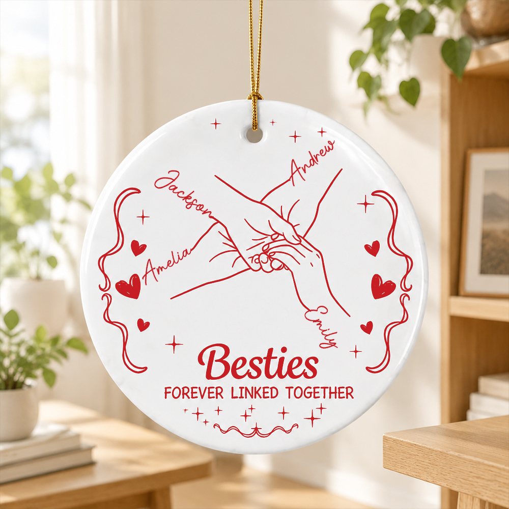 Personalized Forever Linked Together Best Friends Ornament-– Custom Friendship Keepsake Gift for Besties