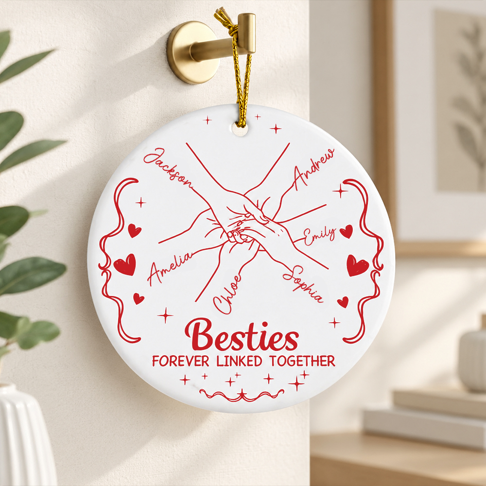 Personalized Forever Linked Together Best Friends Ornament-– Custom Friendship Keepsake Gift for Besties