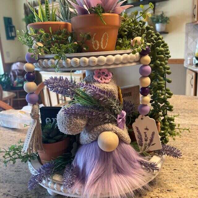 Lavender Farmhouse Gnome --Tiered Tray Gnome