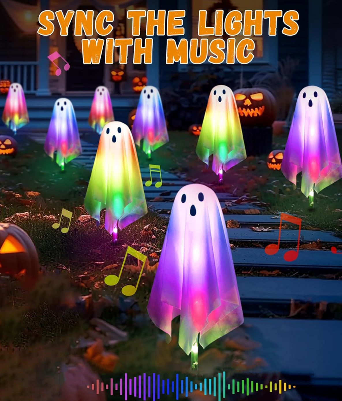 ⚡Flash Sale⚡4 Packs HalloweenGhost Pathway Lights Decorations Outdoor