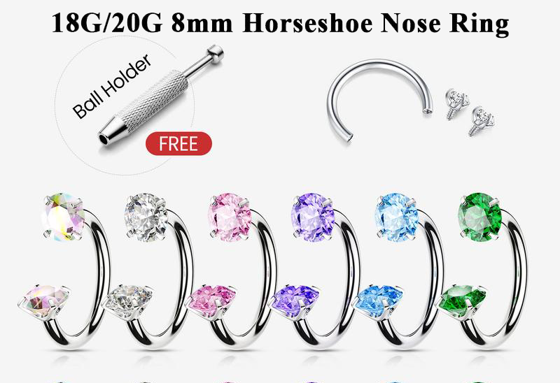 🎄Christmas Special: 48% Off🔥Horseshoe Nose Hoop with Free Ball Holder Tool