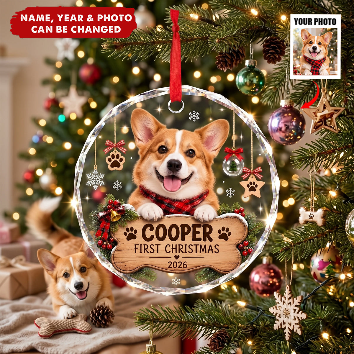 Personalized Pet First Christmas Ornament- Personalized Glass Ornament