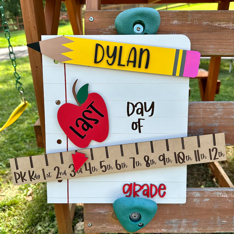 Personalized First/100th/Last Day of School Interchangeable Back to School Sign Prop For Kids Gift Ideas