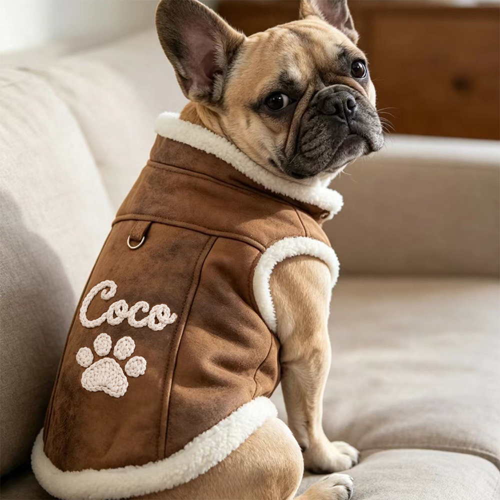 Personalized Embroidered Pet Warm Leather Vest