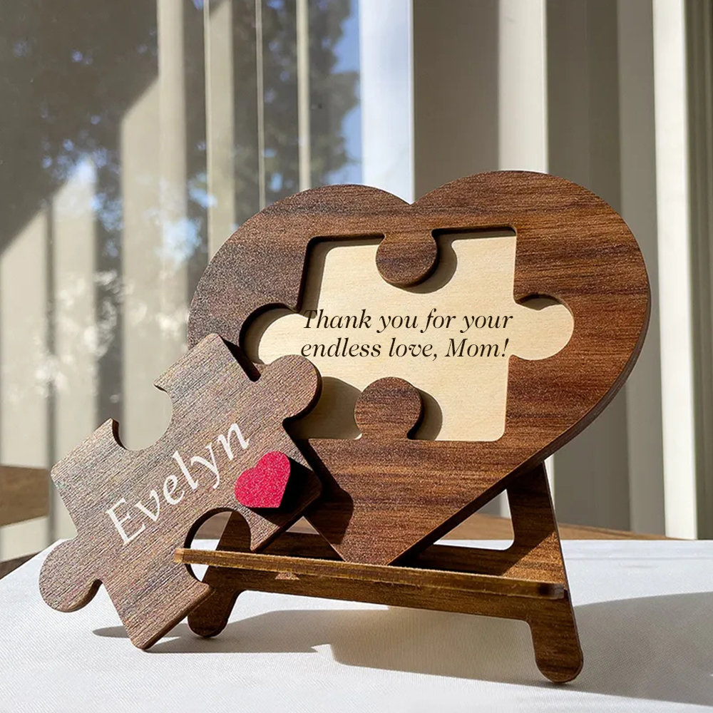 Personalized Mother's Day Keepsake Love Heart Jigsaw Puzzle Name Logo