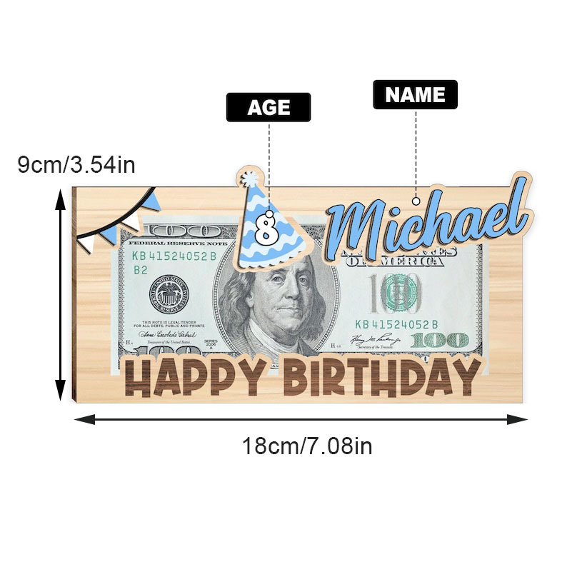 Personalized Funny Birthday Money Holder Gift, Name Money Holder, Birthday Money Gift, Cash Gift Wooden Holder