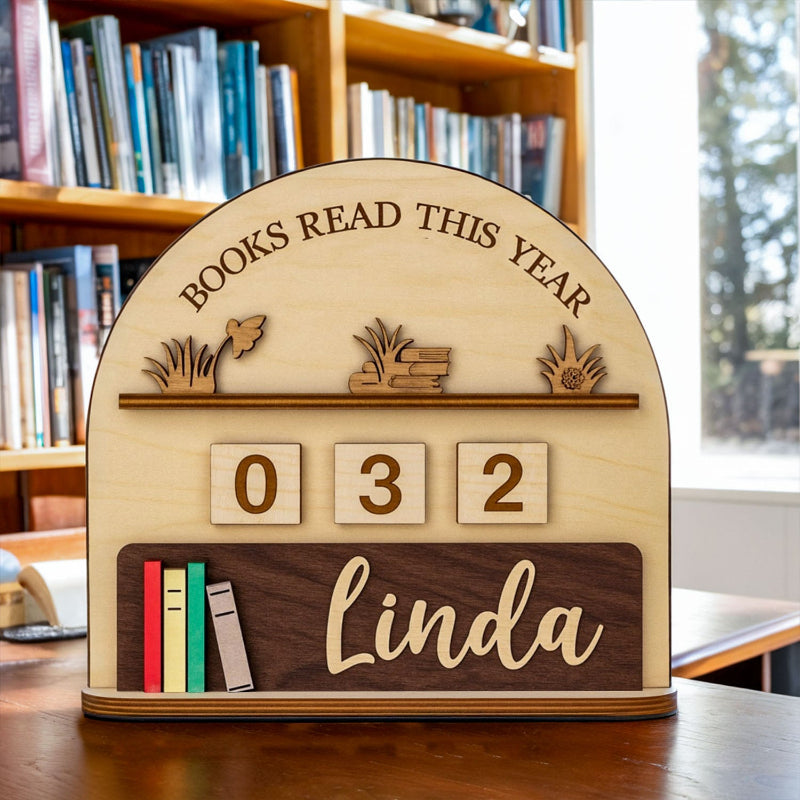 Personalized Books Read This Year Tracker Plaque, Bookshelf Decor, Gift for Readers, Book Lovers Gift