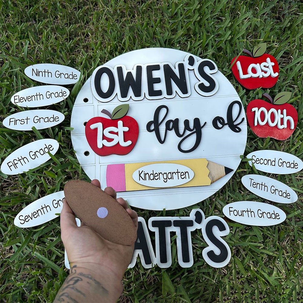 Personalized First/100th/Last Day of School Interchangeable Back to School Sign Prop For Kids Gift Ideas