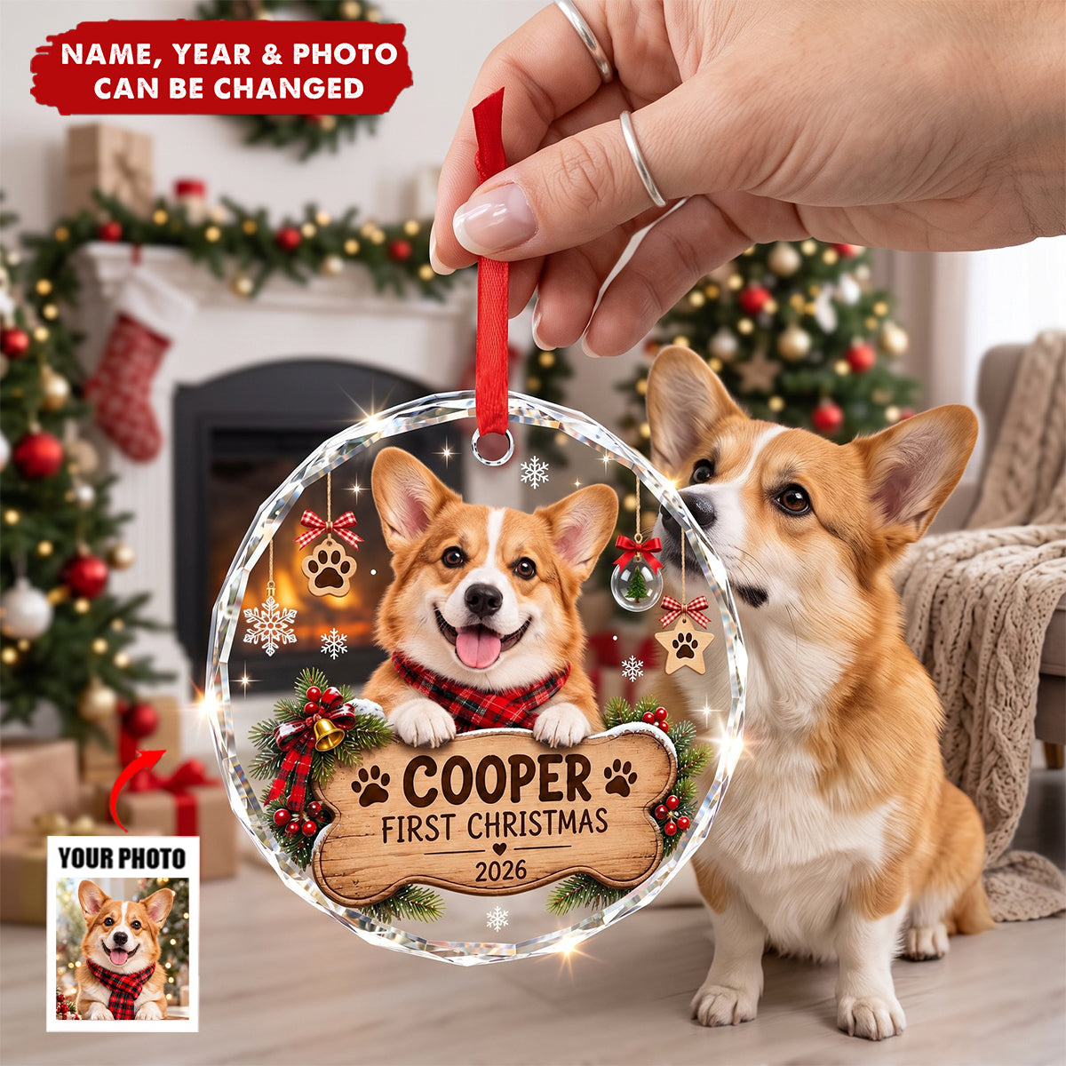 Personalized Pet First Christmas Ornament- Personalized Glass Ornament