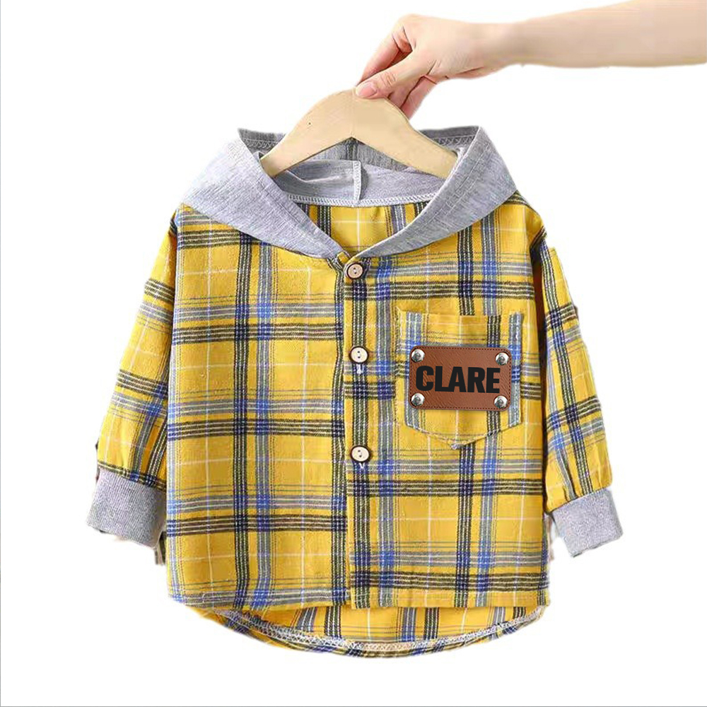 Personalized Kids' Plaid Hooded Shirt Jacket