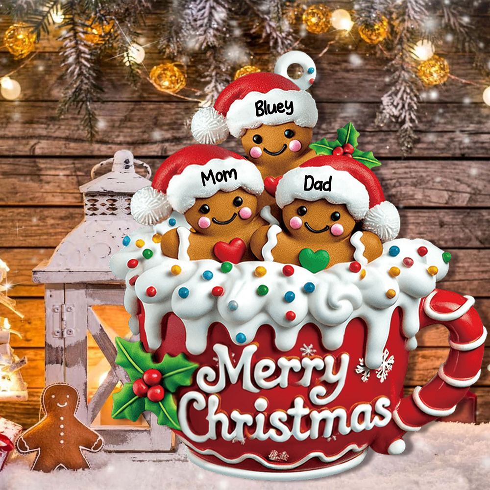 Merry Christmas - Personalized Gingerbread Family Ornament