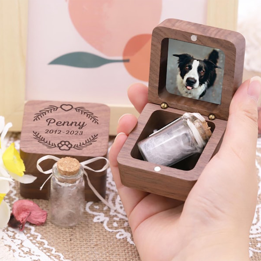 Personalized Handcrafted Wooden Pet Memorial,Custom Pet Ashes Keepsake Box