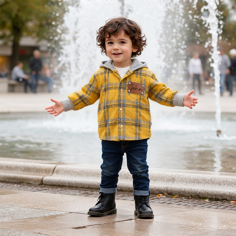 Personalized Kids' Plaid Hooded Shirt Jacket