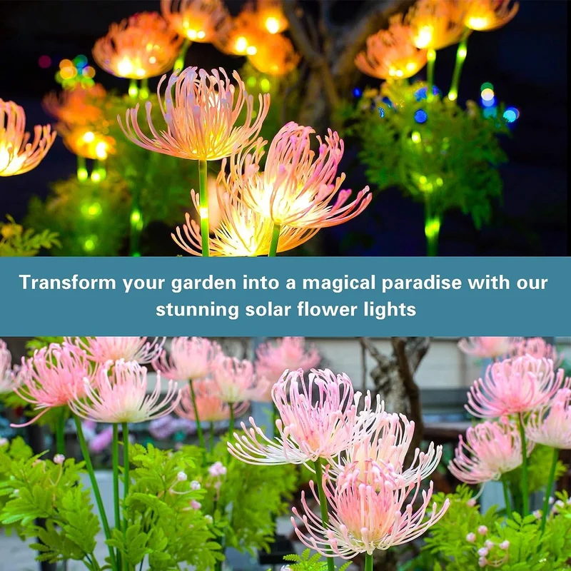 Solar Garden Flowers Lights with Glowing Flowers & Stems
