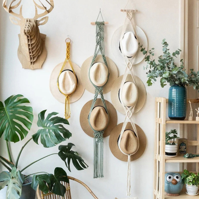 ☀Handmade Linen Decorative Boho Hat Rack For Wall Hanging🌈