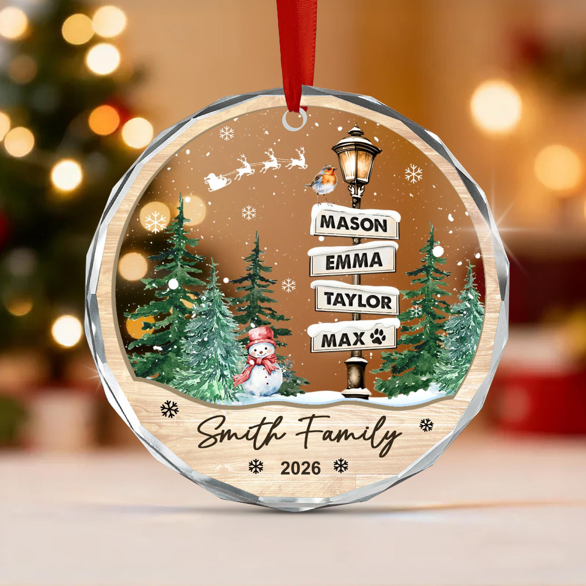 Personalized Family Lamppost Christmas Ornament - Custom Name Winter Wonderland Keepsake 2026