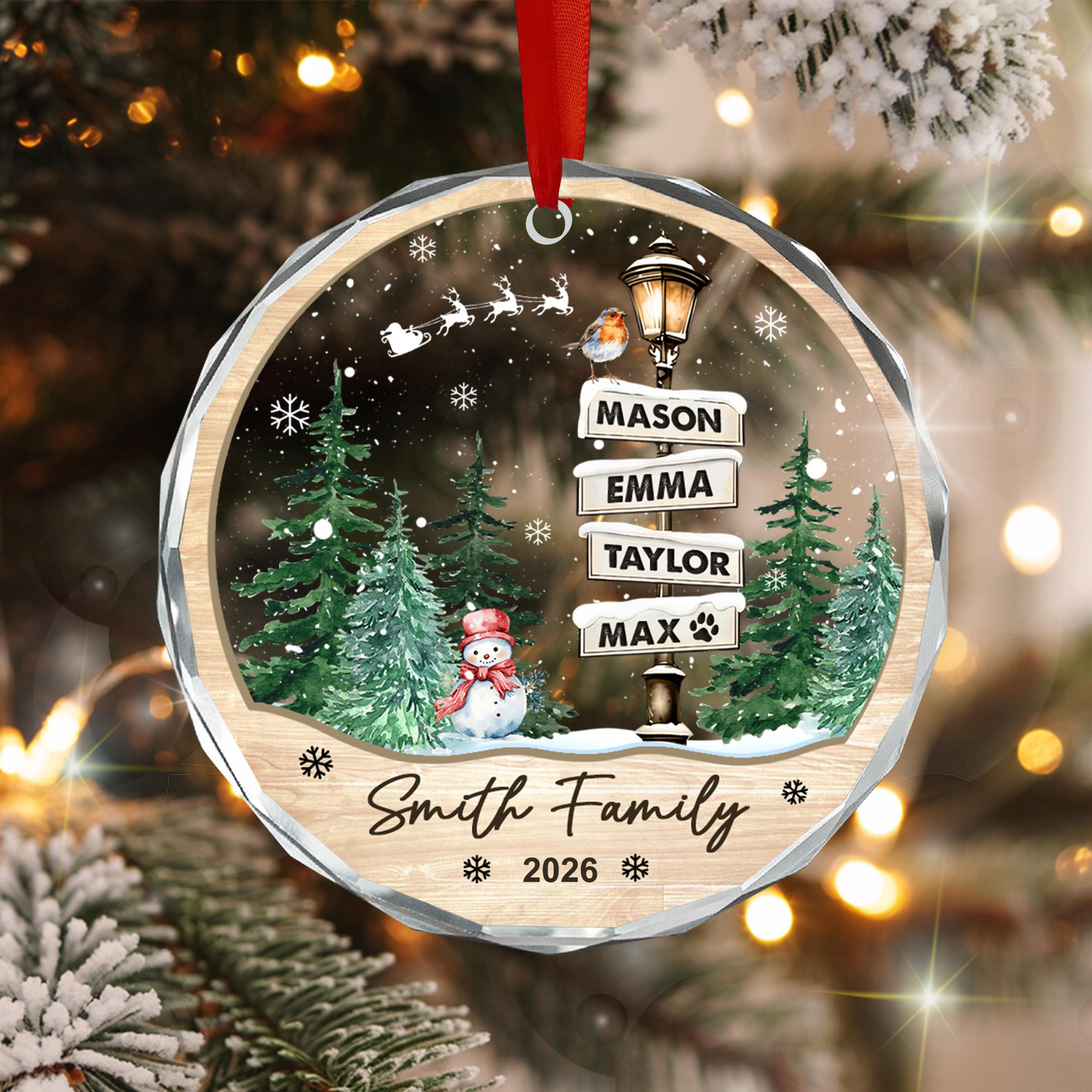 Personalized Family Lamppost Christmas Ornament - Custom Name Winter Wonderland Keepsake 2026