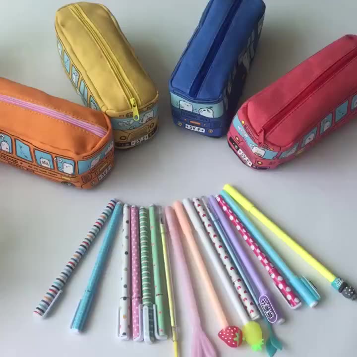 Kids Cartoon Bus Bag School Car Pencil Bags  Birthday Christmas Gift
