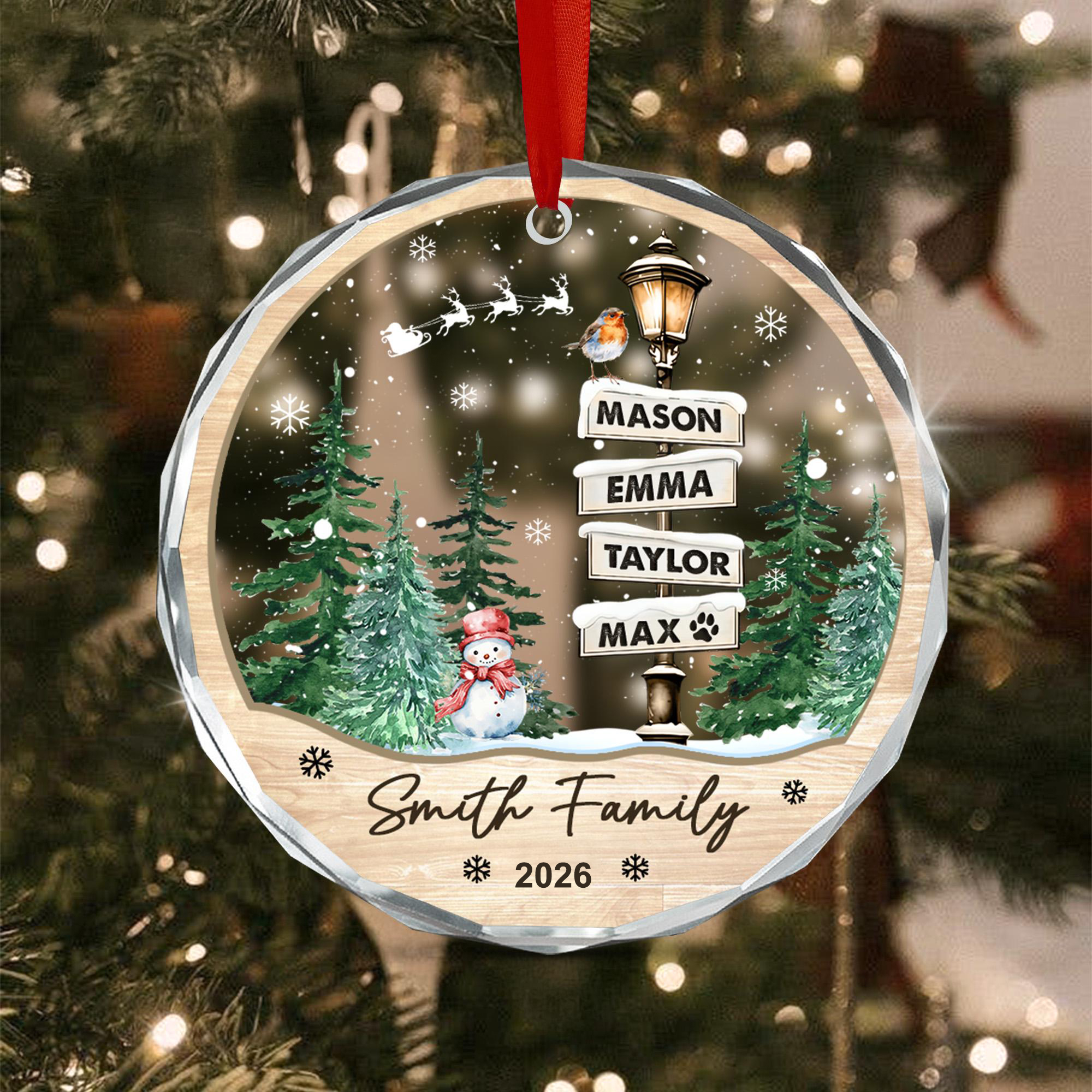 Personalized Family Lamppost Christmas Ornament - Custom Name Winter Wonderland Keepsake 2026
