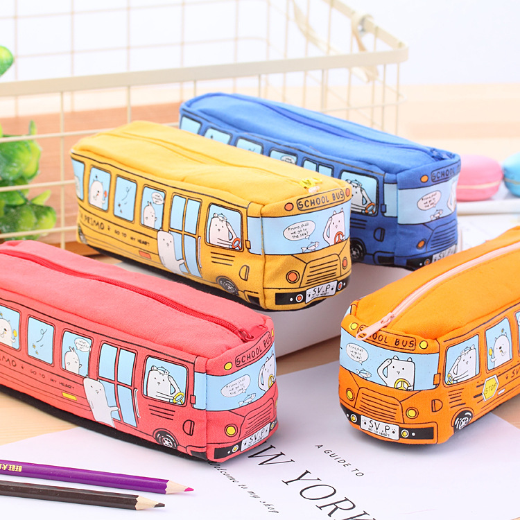 Kids Cartoon Bus Bag School Car Pencil Bags  Birthday Christmas Gift